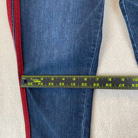 Democracy Women's Jeans Size 6 Ab Technology Skinny Frayed Hem Side Striped Blue - Picture 5 of 13